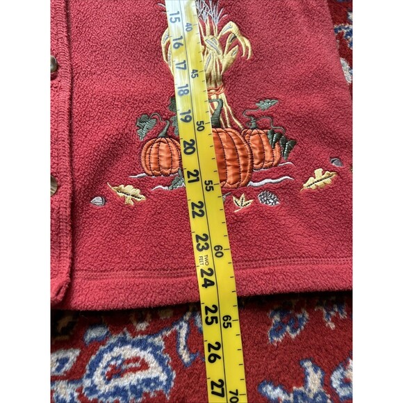 Croft and Barrow Sports Womens Sweater Medium Orange Cardigan Scarecrow Pumpkin - Picture 7 of 8
